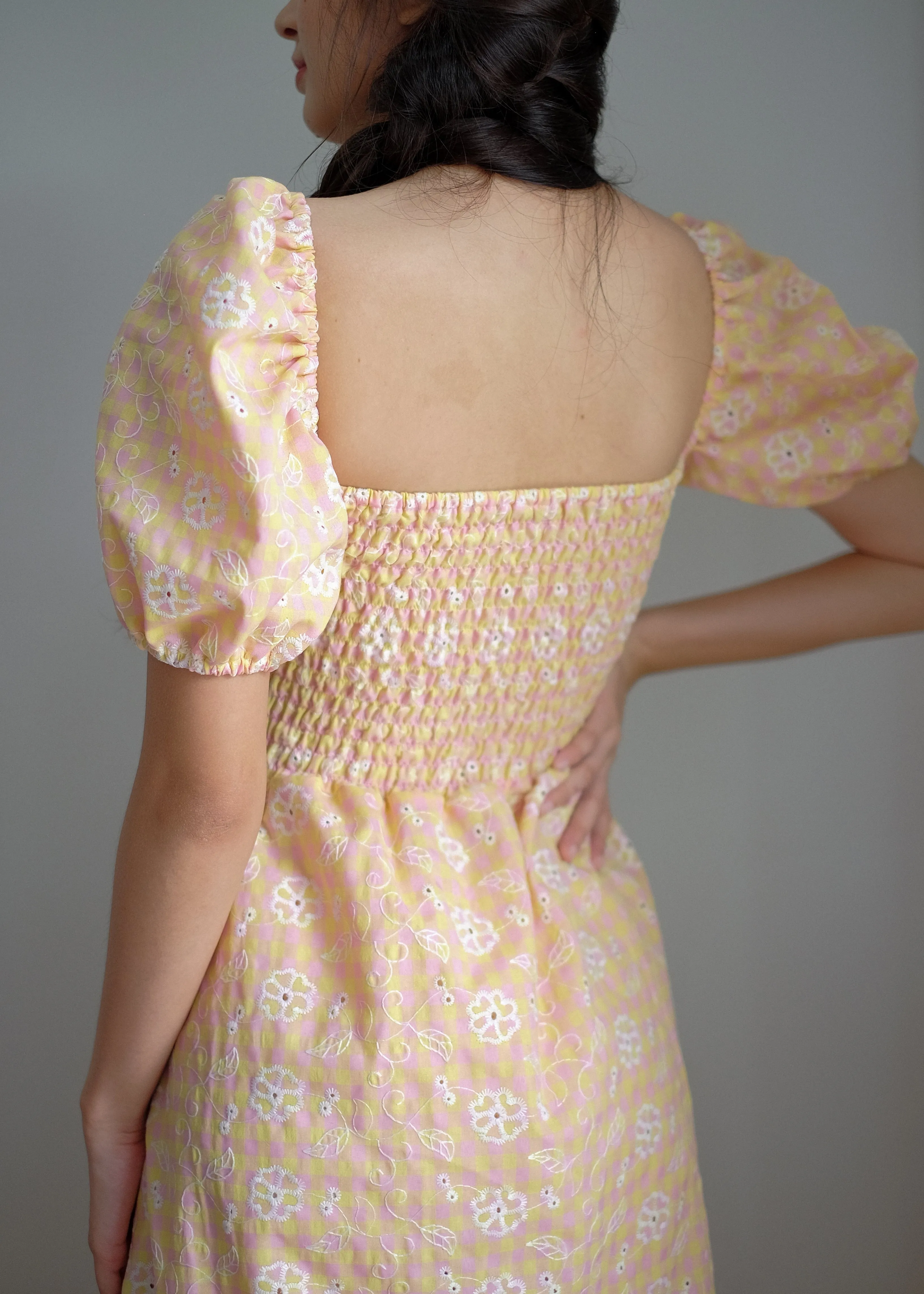 Alison Maxi Dress - yellow peach eyelet